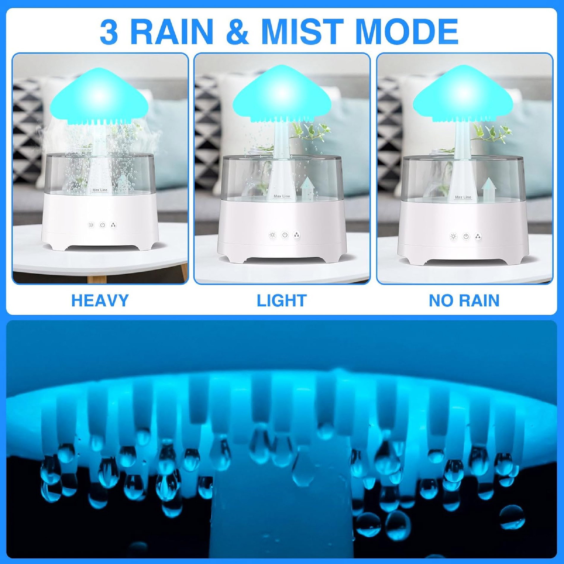 Miniatura 2 de Humidificador Nube Lluvia Parlante Led